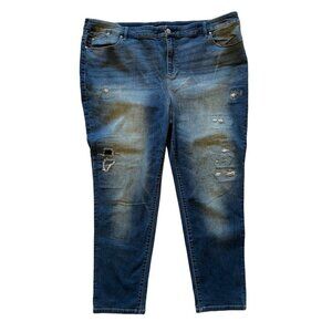 Chicos The Platinum Jegging Size 4 /US Sz XXL 22 Distressed Denim Jeans Stretchy